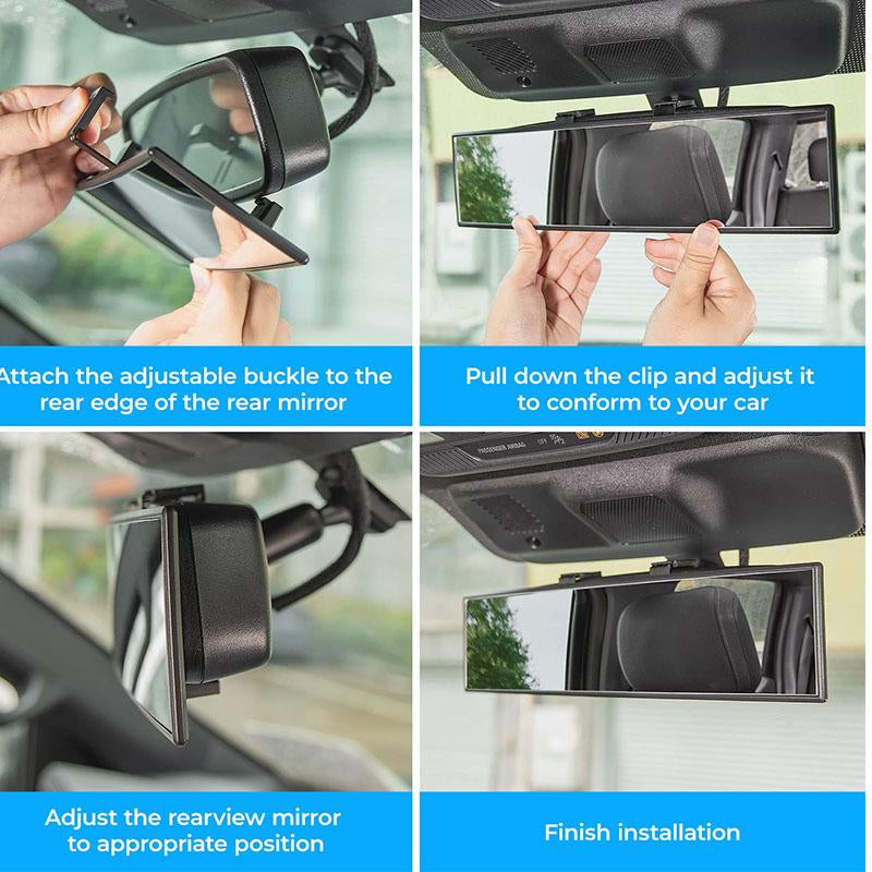 Joytutus Universal 11.81 Inch Panoramic Convex Real View Mirror for Car SUV Trucks Reversible Passengers High-Quality Glass Anti-Fall Design Easy Install Rearview Mirror