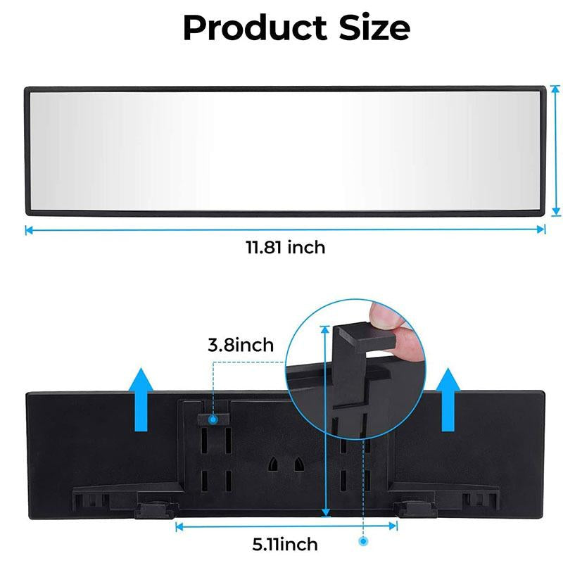 Joytutus Universal 11.81 Inch Panoramic Convex Real View Mirror for Car SUV Trucks Reversible Passengers High-Quality Glass Anti-Fall Design Easy Install Rearview Mirror