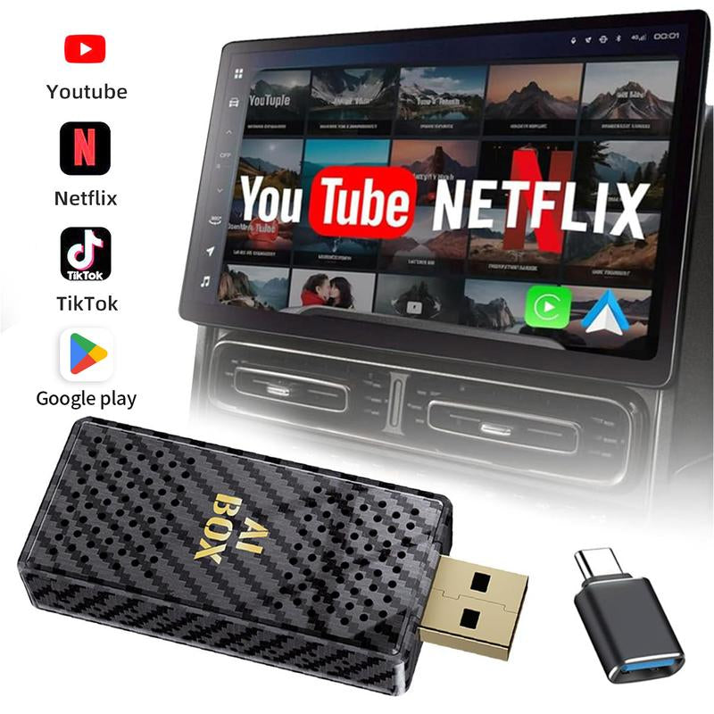 3 in 1 Al Box -Streaming Netflix/Youtube/Tiktok/Google Play to Your Car,Converts Wired to Wireless, Suitable for Factory Wired Carplay Cars from 2017+ Black
